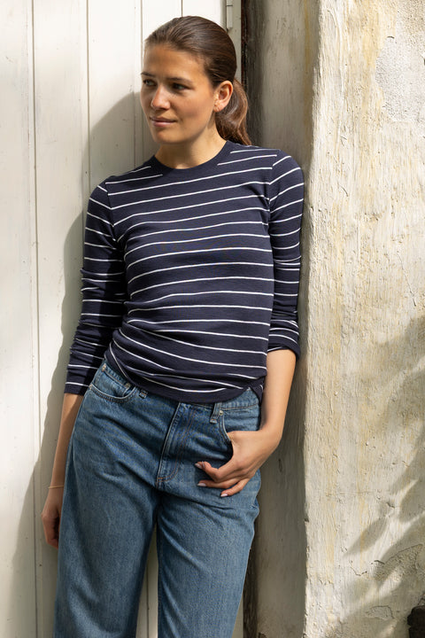 Genser - Striped Crew Twilight Navy Combo