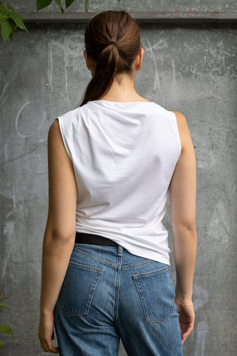Topp - Sleeveless Draped Top Optic White