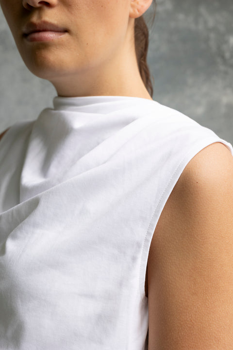 Topp - Sleeveless Draped Top Optic White