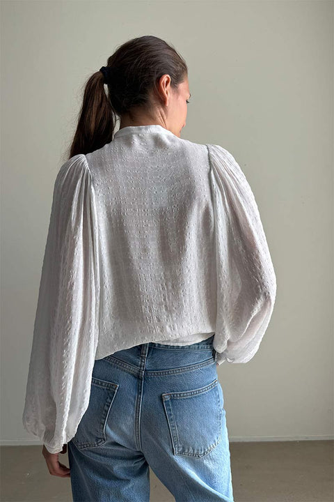 Bluse - Haldo Embroidered Ecru