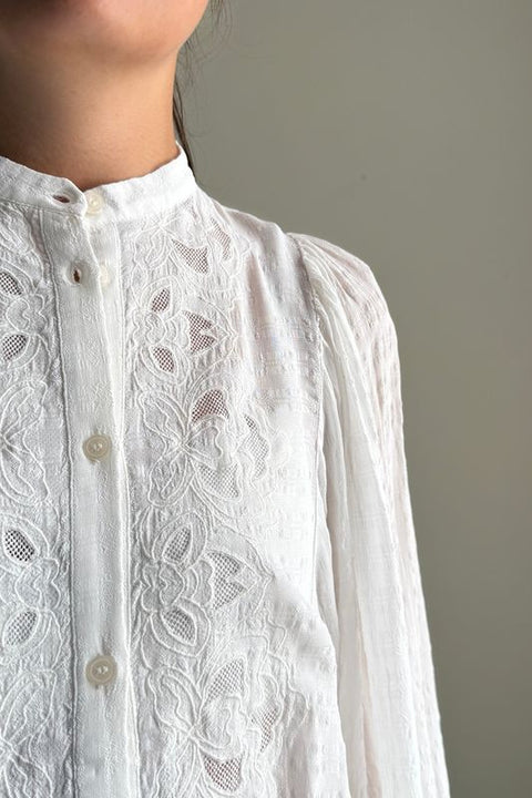 Bluse - Haldo Embroidered Ecru