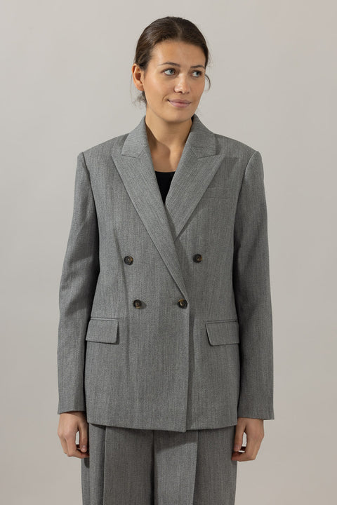 Blazer - Twill Double Breasted Stone Grey