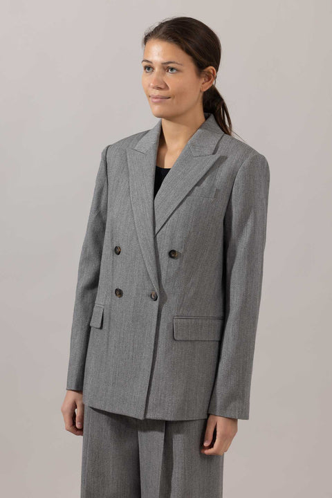 Blazer - Twill Double Breasted Stone Grey