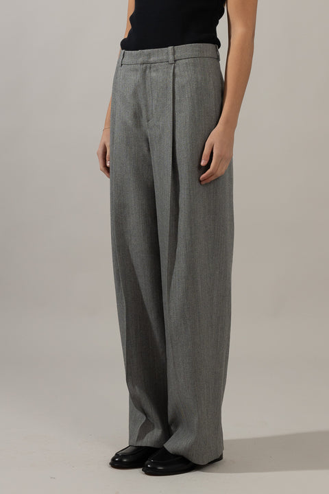 Bukse - High Waist Twill Stone Grey