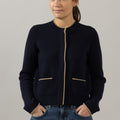 Cardigan - Contrast Tipped Coastal/Sable