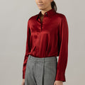 Bluse - Slim Fit Satin Ruby Ink