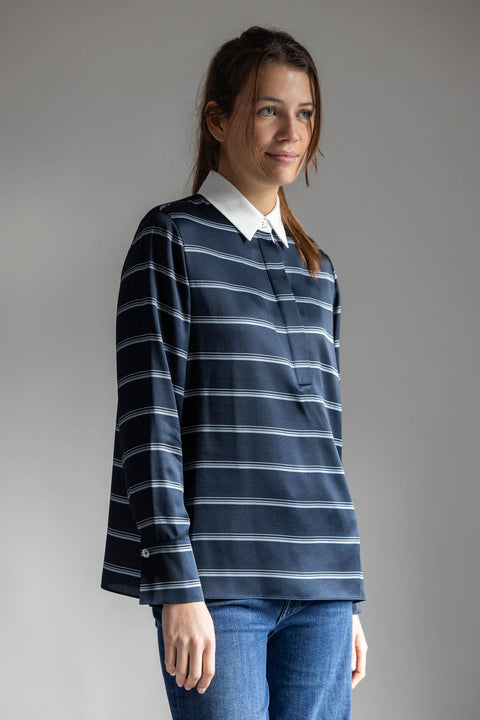 Genser - Rugby Stripe Coastal/Slate