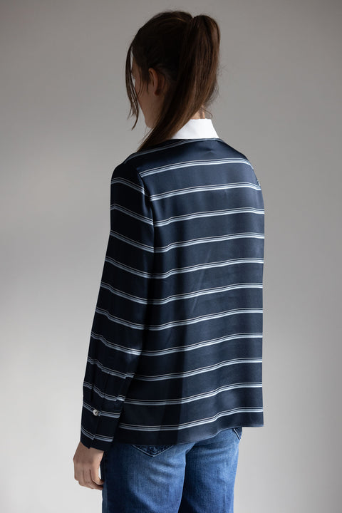 Genser - Rugby Stripe Coastal/Slate