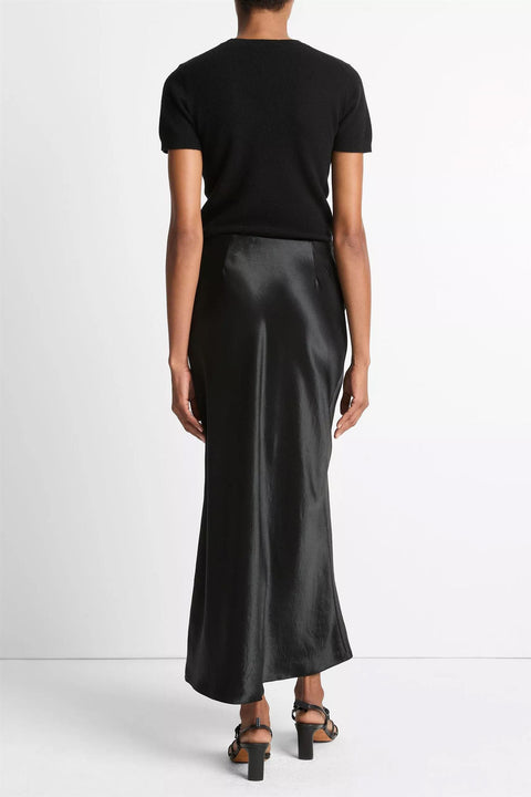 Skjørt - Satin Side-Slit Slip Skirt Black