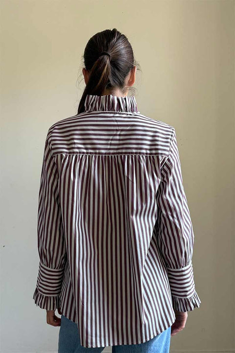 Bluse - Annemonne Blouse Wine Stripe
