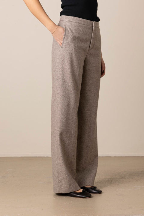 Bukse - Mid-Rise Donegal Wide Leg Oat Stone