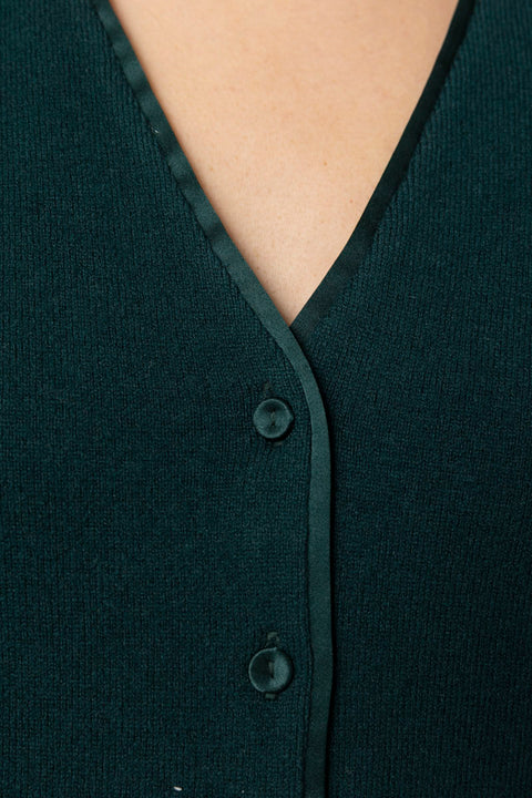 Cardigan - Satin Button V-Nk Cardi