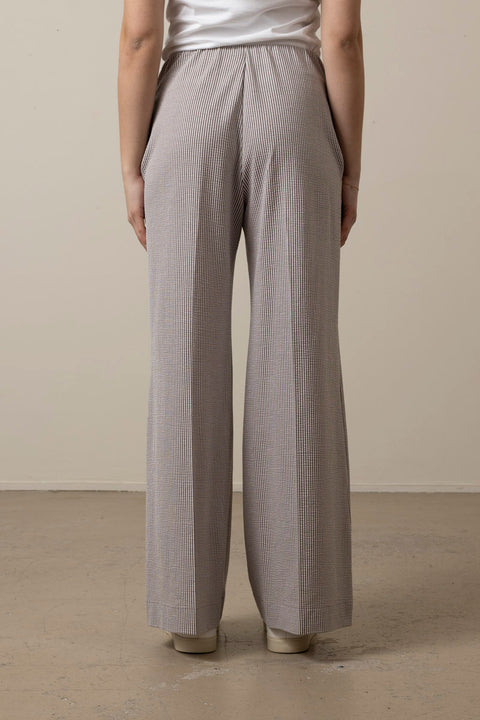 Bukse - Flared Trousers Coolmax Seersucker Tobacco/White