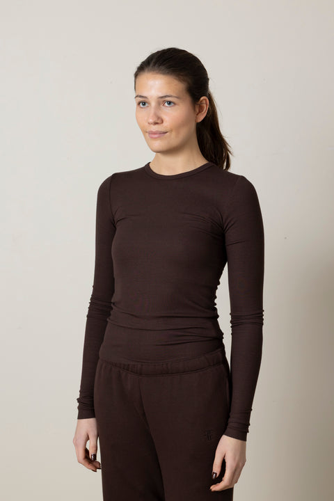 Genser - Longsleeve Fitted Top Espresso