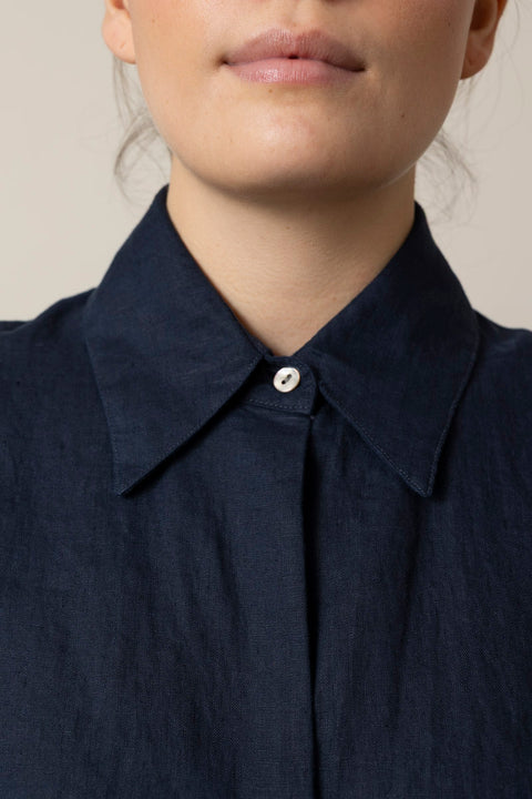 Bluse - Cap SLV Button Down Coastal Blue