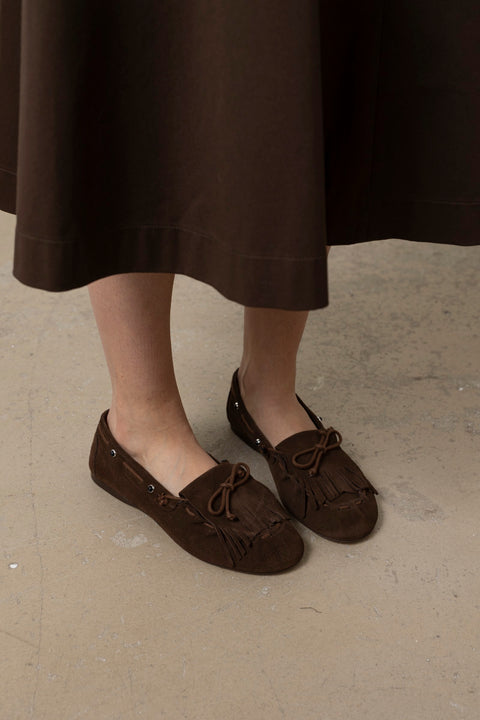 Sko - Fringe Mocassin Dark Brown