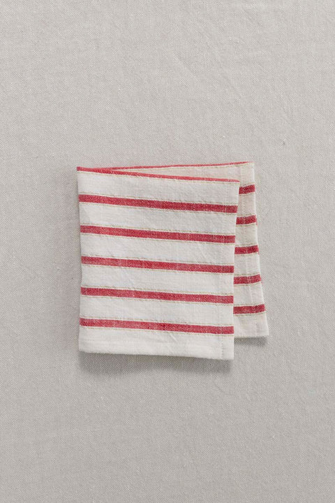 Serviett - Striped Off-White/Rød