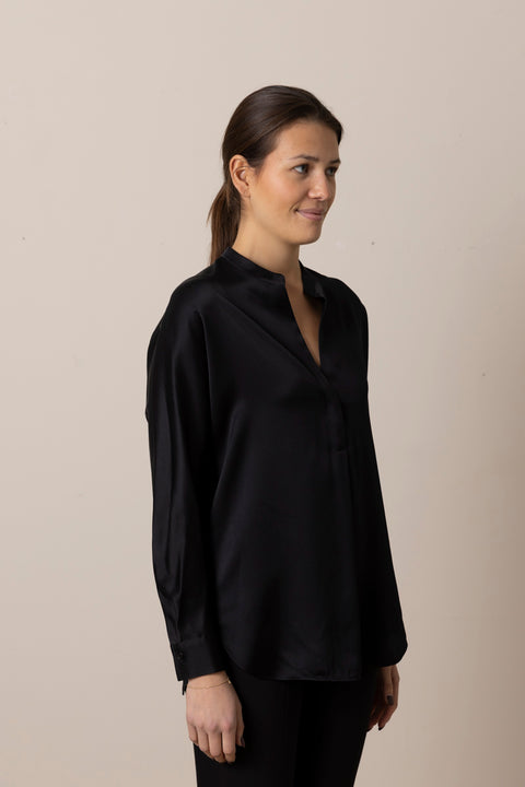 Bluse - Band Collar Blouse Black