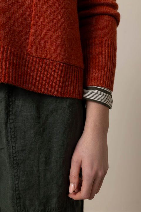 Cardigan - Ffion Wool Cashmere Boxy Terracotta