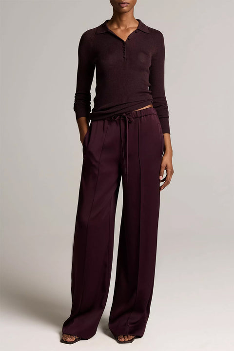 Bukse - Mid Rise Tailored Drawstring Blackberry