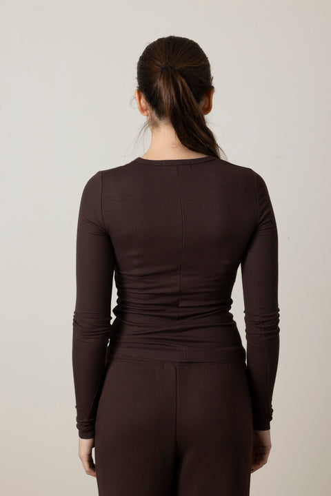 Genser - Longsleeve Fitted Top Espresso