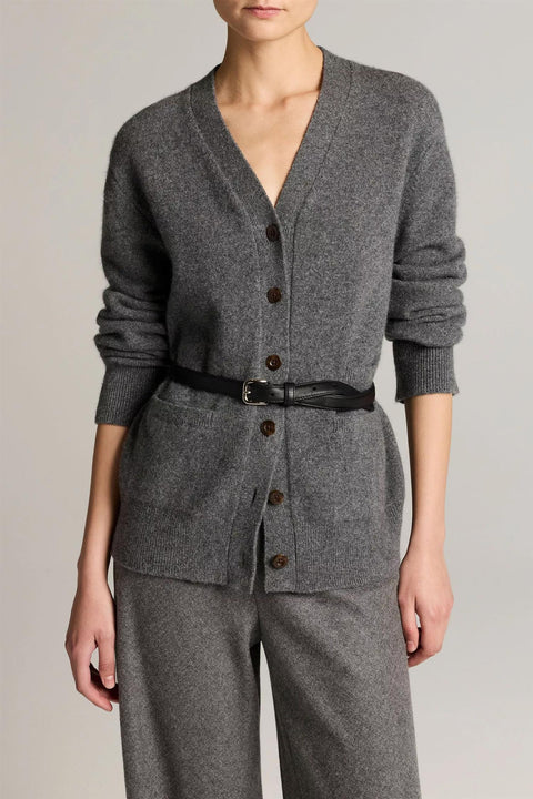 Cardigan - Relaxed V Heather Pewter