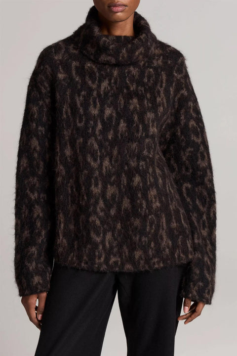 Genser - Oversized Turtleneck Jacquard Heather Grey Combo