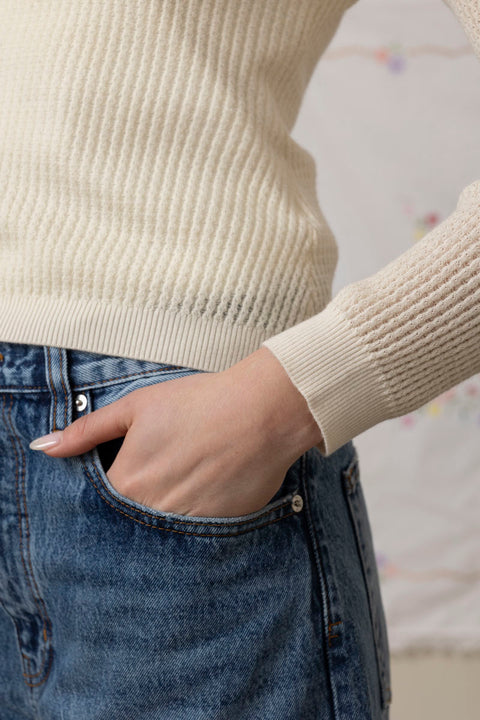 Genser - LS Shrunken Polo Cashmere Cream