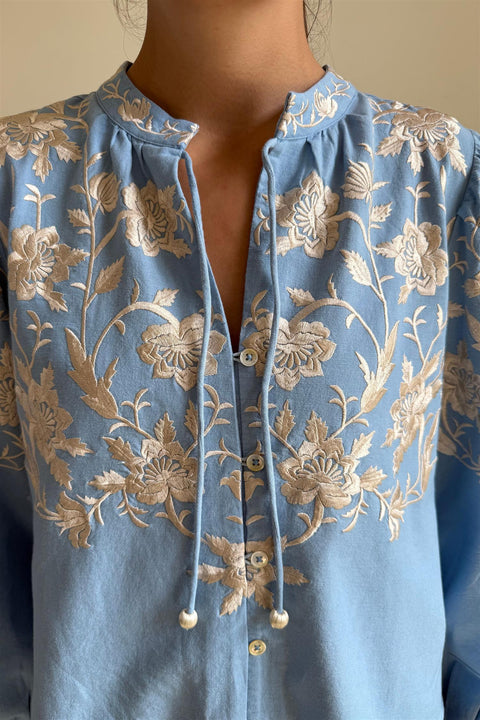 Skjorte - Alina Lace L/SLV Shirt Blue