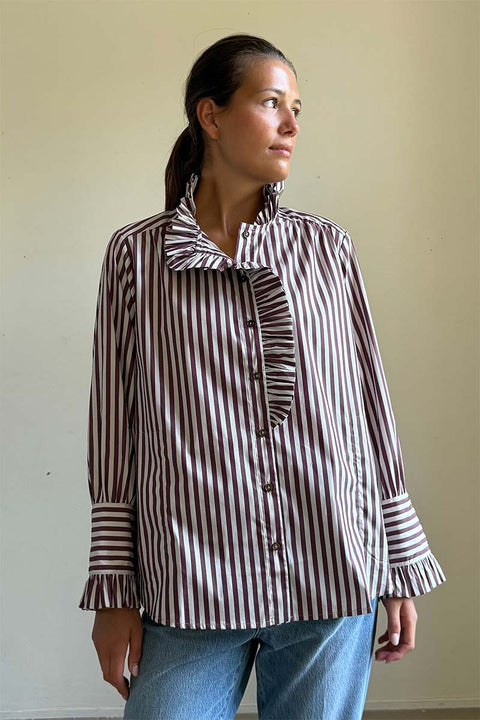 Bluse - Annemonne Blouse Wine Stripe