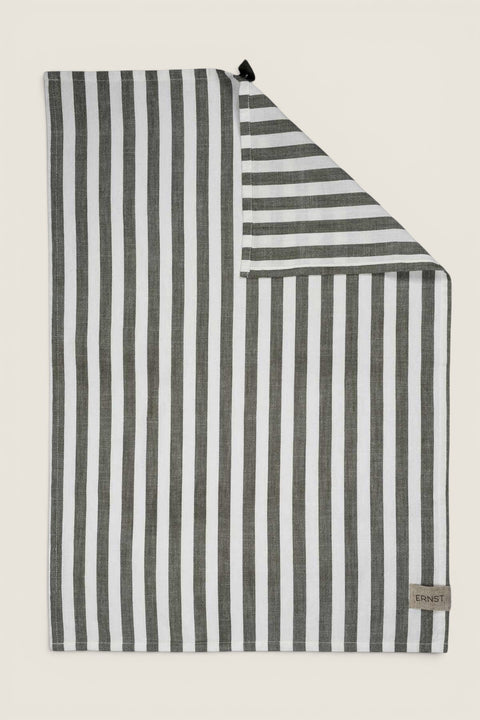 Kjøkkenhåndkle - Salvie/Hvit Bred Stripe