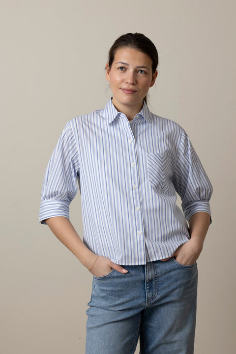 Skjorte - Lucia Stripe Poplin Shirt Baby Blue Stripe