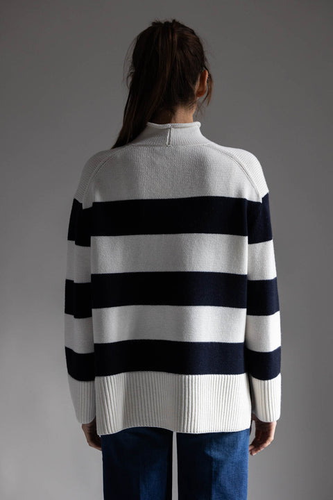 Genser - Oversized Striped White/Coastal