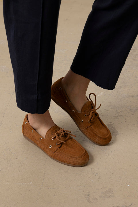 Sko - Boat Loafer Woven Cognac