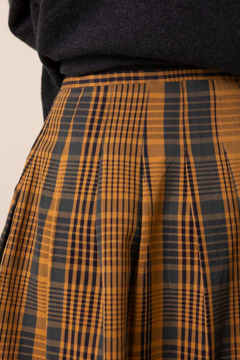 Skjørt - Space Dyed Check Wrap Skirt Golden Brown