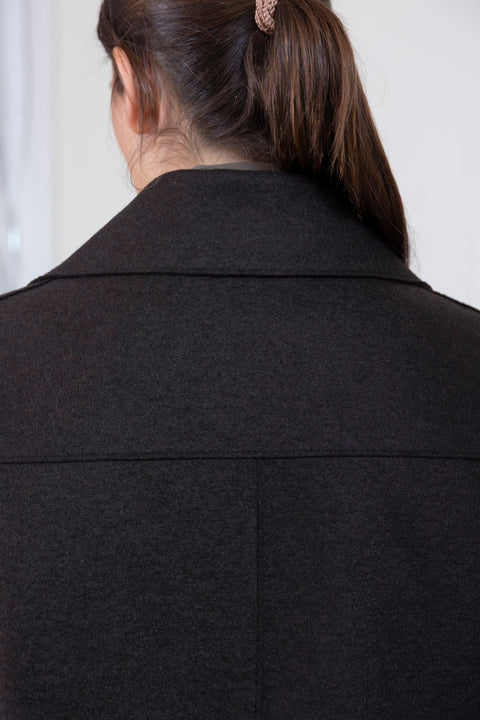 Kåpe - Oversized Sailor Jacket Pressed Wool Quilted Lining Dark Brown