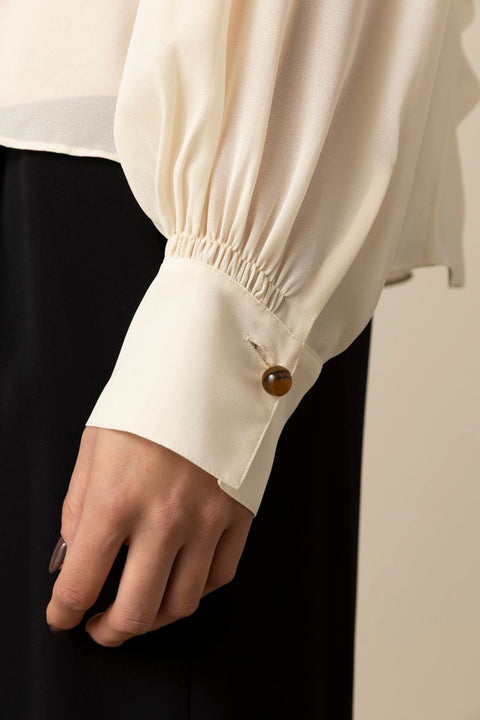 Bluse - Gathered Draped Neck Blouse