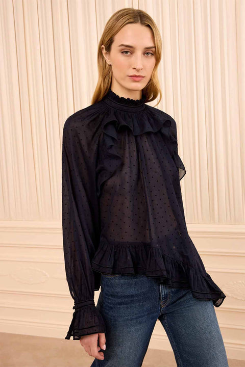 Bluse - Marcella LS Cotton Blouse Nightfall