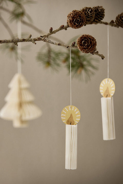 Juletrepynt - Honeycomb Candles 3pk Cream