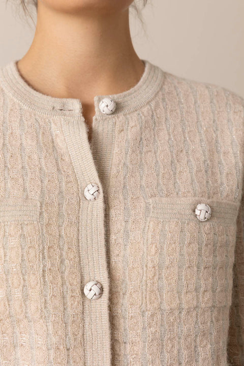 Cardigan - The Lurex Check Cream