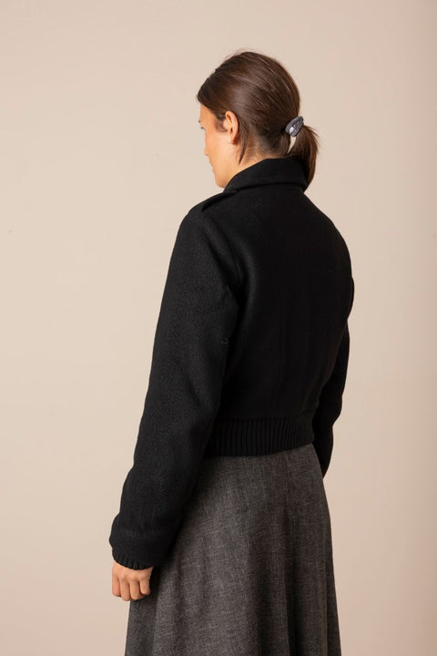 Jakke - Cropped Wool Blend Black