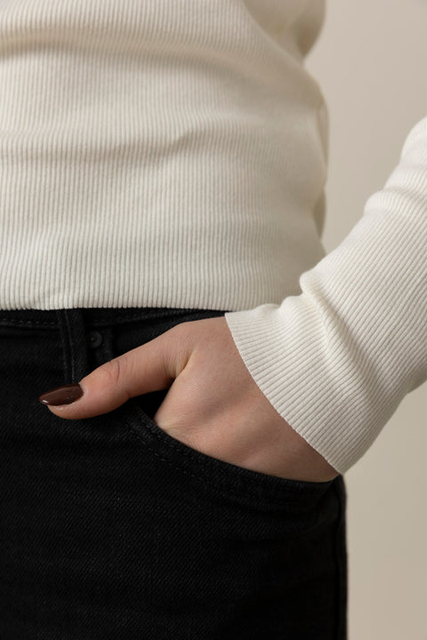 Genser - Long Sleeve Fitted Top Cream