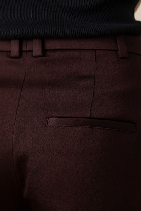 Bukse - Mid-Rise Wide Leg Pleated Dark Fig