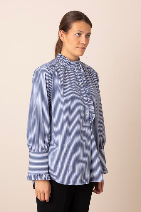 Skjorte - Agata Blue/White Stripe