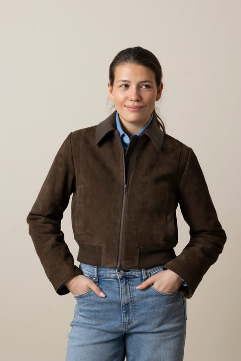 Jakke - Suede Shrunken Bomber Willow