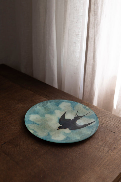 Glassfat - Decoupage Swallow in Flight