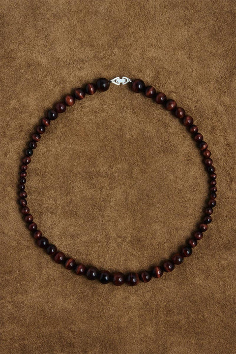 Halskjede - Emberly Stone Silver/Red Tiger Eye