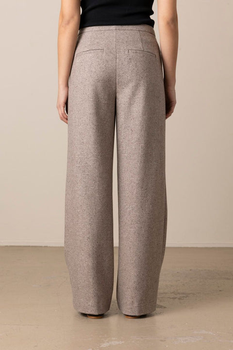 Bukse - Mid-Rise Donegal Wide Leg Oat Stone