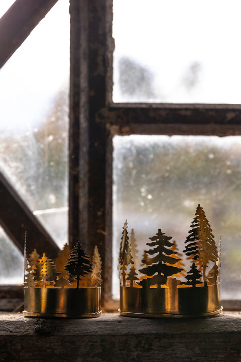 Telysholder - Hurricane Juletre Dia5,5xH5cm Brass