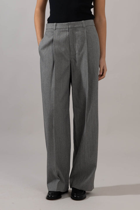 Bukse - High Waist Twill Stone Grey